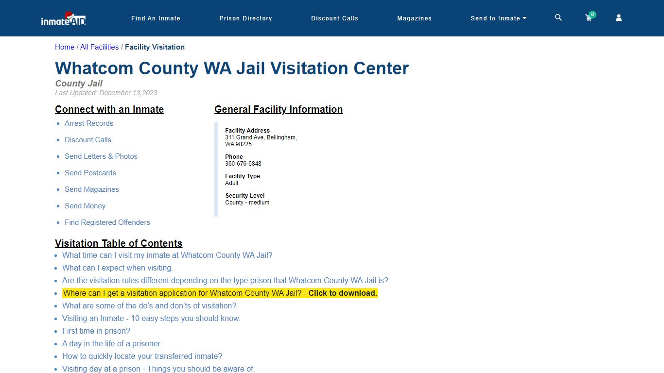 Whatcom County WA Jail | Visitation, dress code & visiting hours